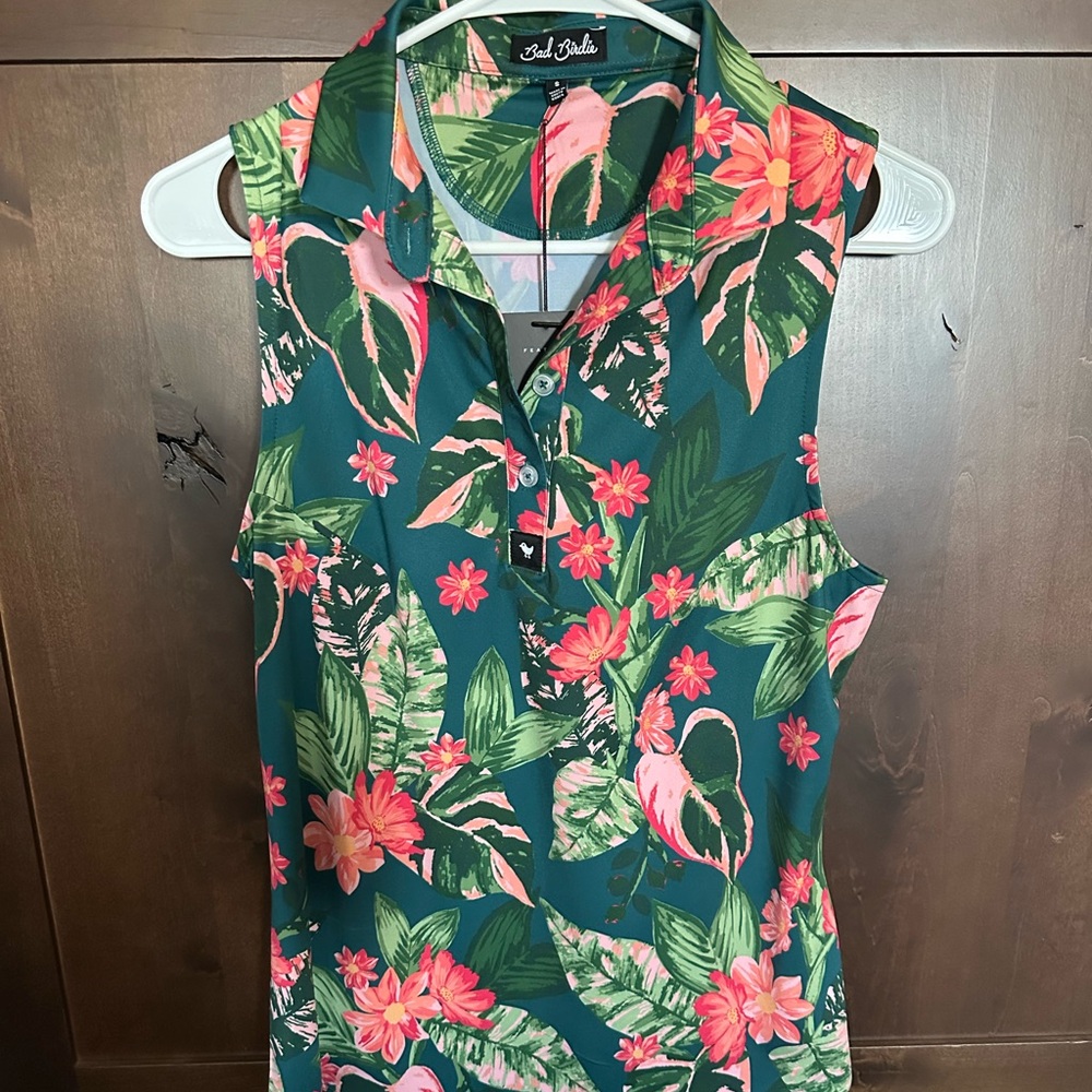 BAD BIRDIE Women’s Golf Tank Top Polo Shirt Small